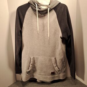 Hollister Hoodie Sweatshirt Men Size S Gray Raglan Long Sleeve Textured Pullover